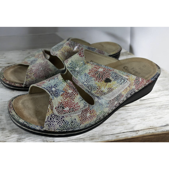 Finn Comfort German Two Strap Sandals Mult-Colored Cork Slides Women's 40 US 8.5 - Picture 13 of 14